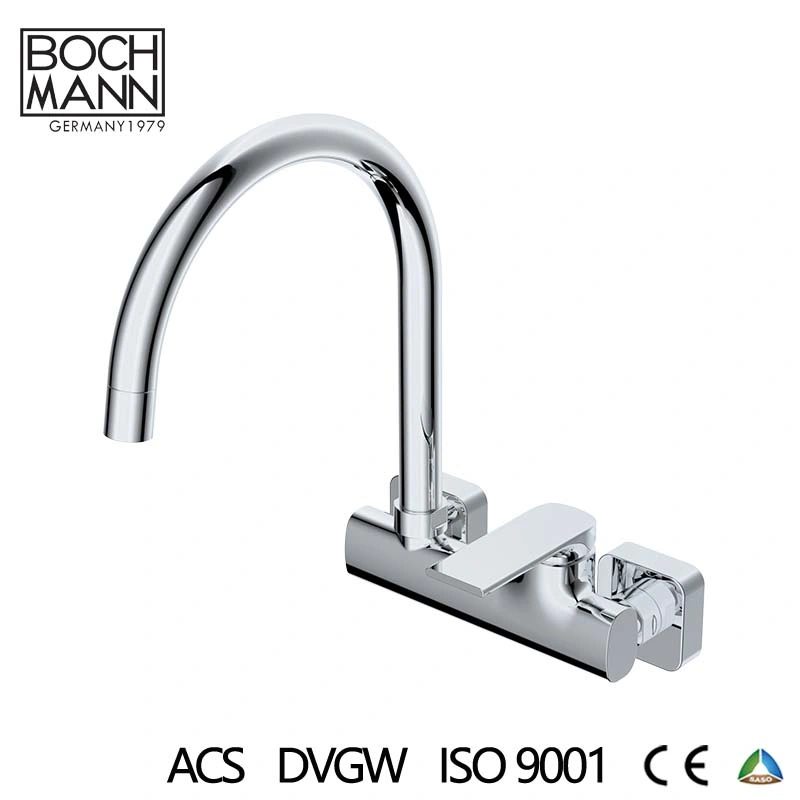 Chrome Brass Body Kitchen Faucet Wall Mounted Single Handle Kitchen Mixer