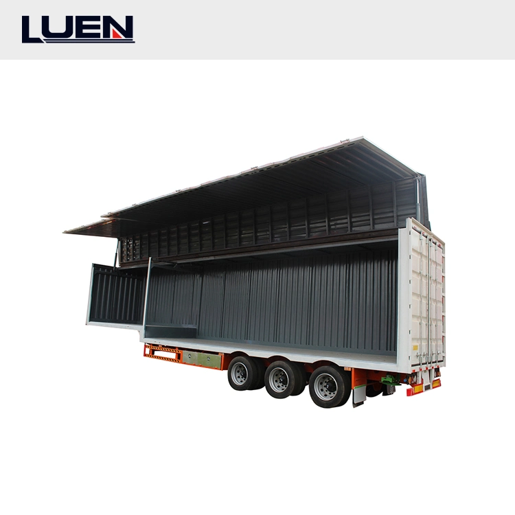 Luen 3 Axle 45tons Standard Box Semi Trailers Grain Transportation