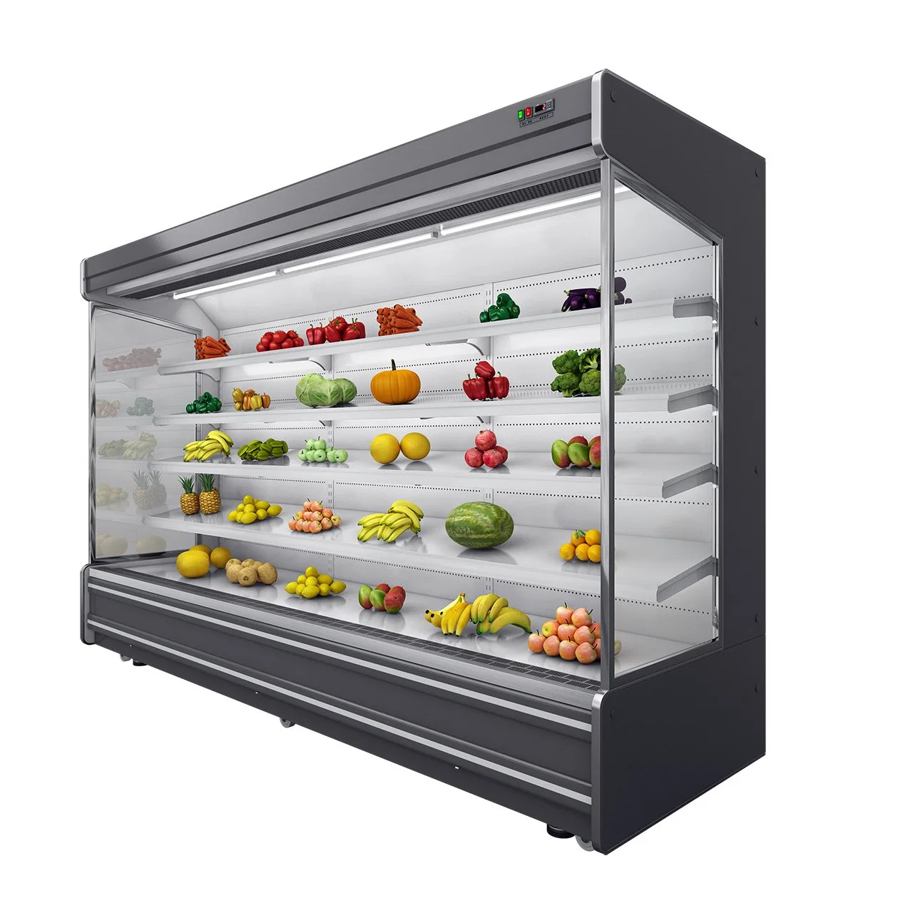 Low Electric Consumption Multi-Deck Open Display Fridge for Fruit, Milk, Drinks