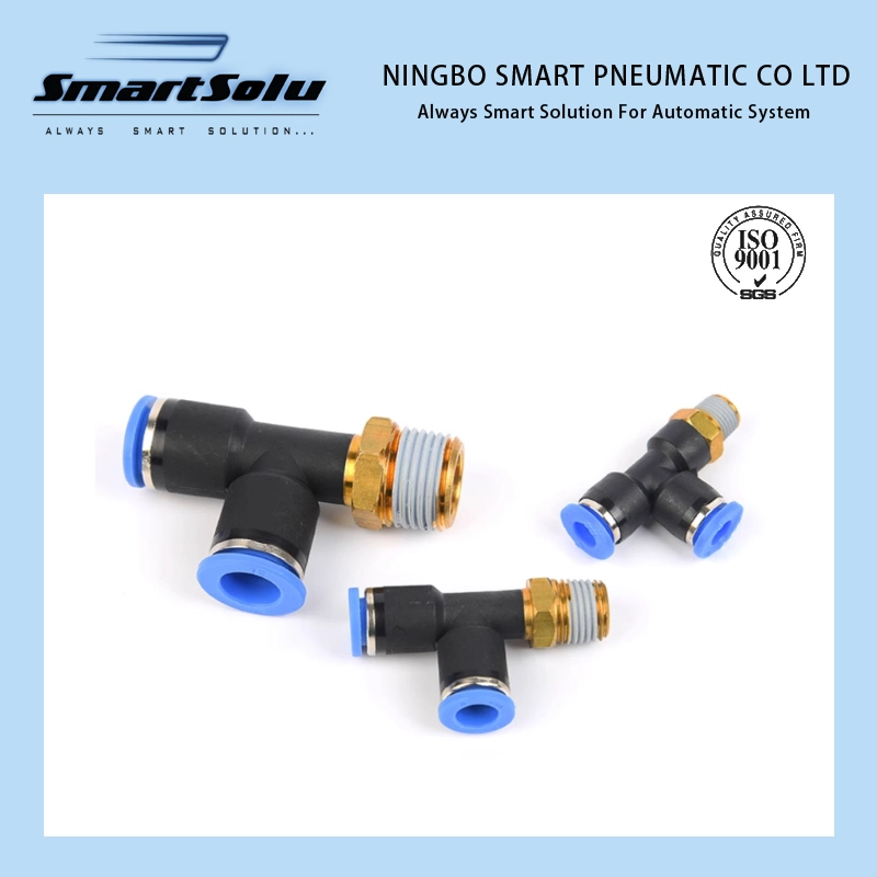 Pneumatic Plastic One Touch Pst Three-Way Male Thread Pneumatic Air Connectors