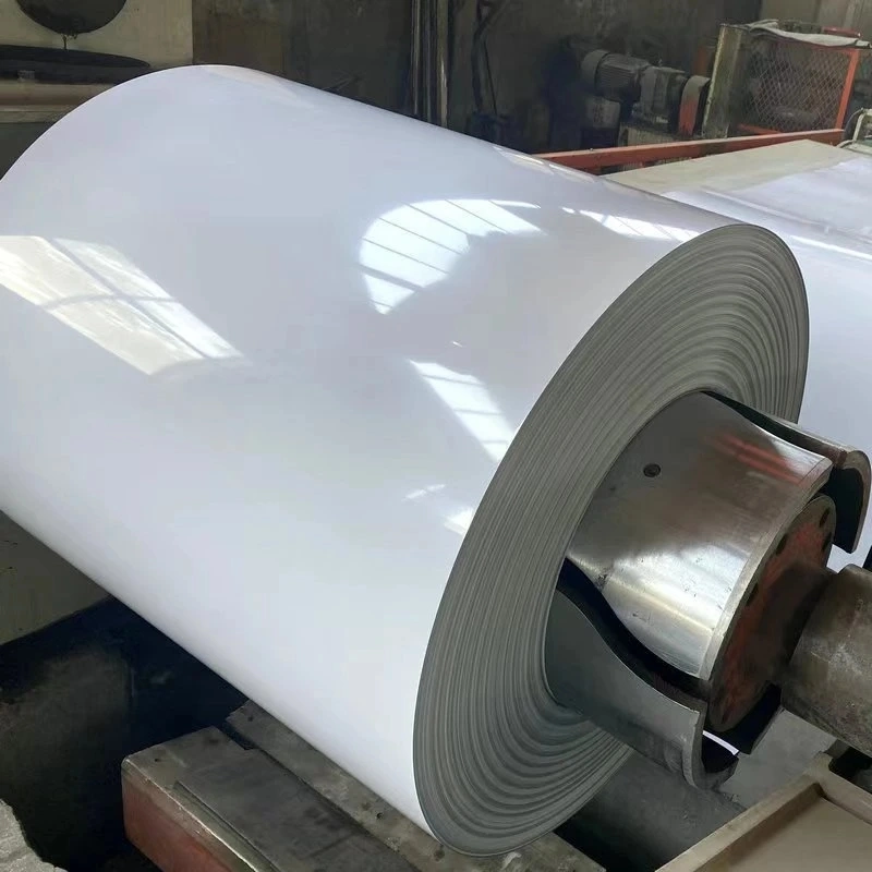 ASTM A792 Ral9003 PVC Plastic Film PPGL Prepainted Steel Coil for Sandwich Panel Roofing Sheet/PPGI Steel Coil Color Coated Steel Coil for Building Material