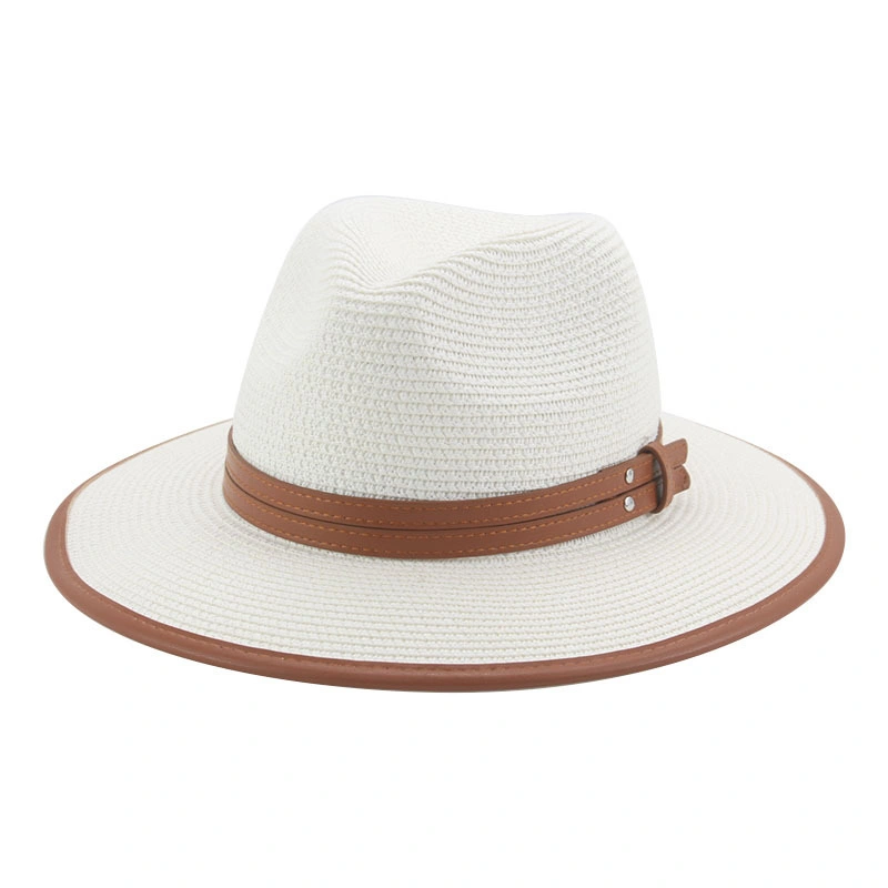 Primavera al por mayor Verano Korean papel envuelto Straw Beach Cap Lady Sombrero de Sun de moda británica de diseño