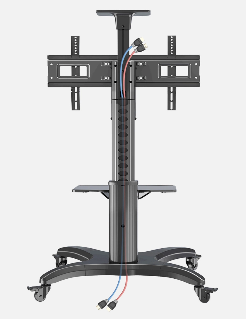 to New York Nb Avf1500-50-1p TV Mount Flat Panel Trolley LED LCD Plasma TV Cart Aluminum Alloy 32~65 Inch Lifting Height 1100mm-1500mm