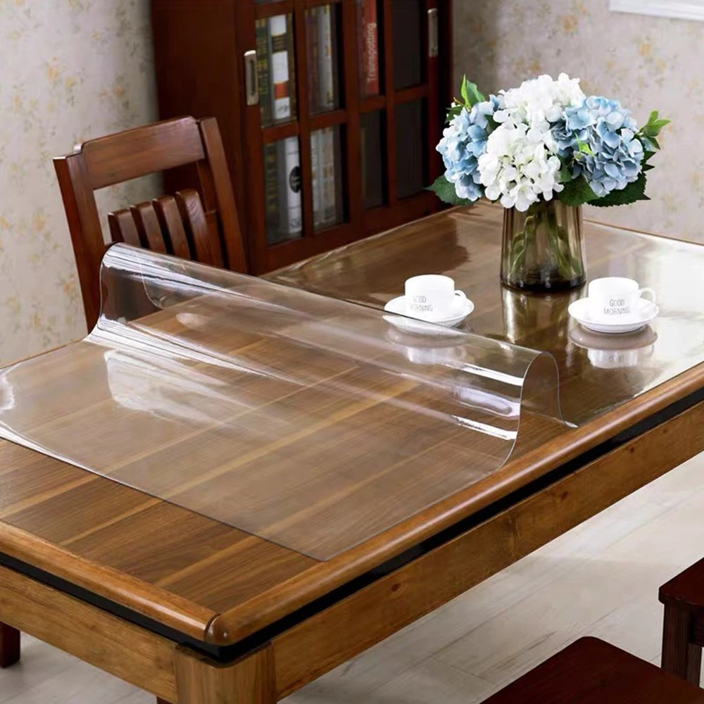 Table-Top Transparent Plastic Protection Table Cover for Rectangle Dining Table
