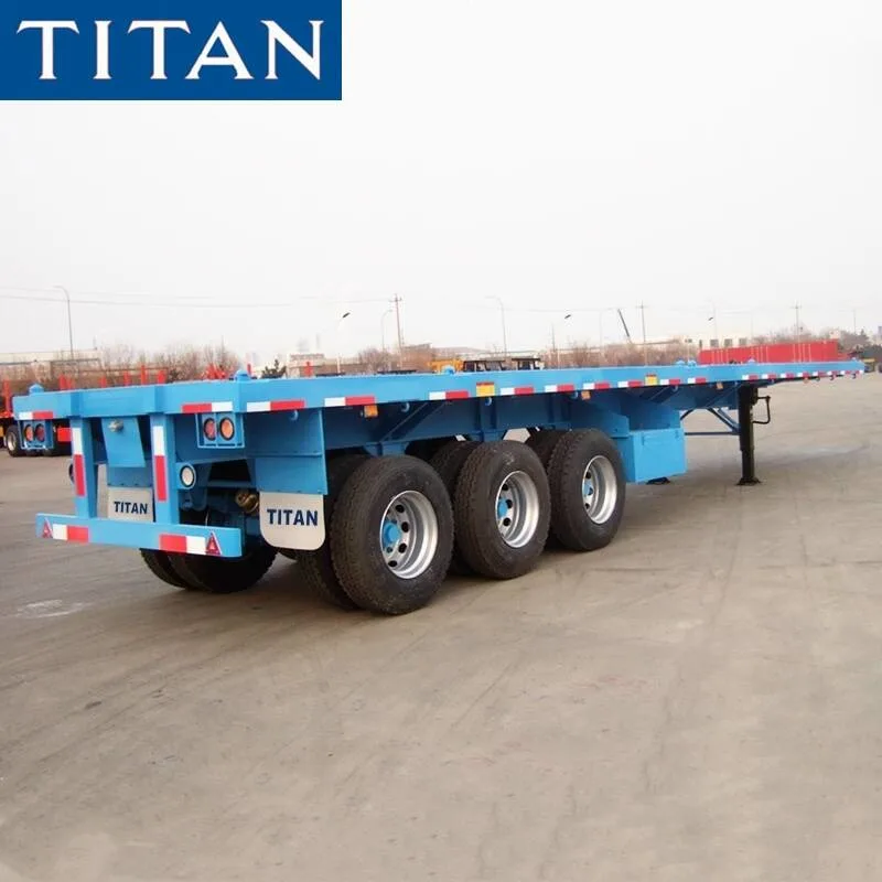Tri Axle 20/40 Foot Flat Deck Bed Platform 40 FT Container Flatbed Semi Truck Trailer for Sale