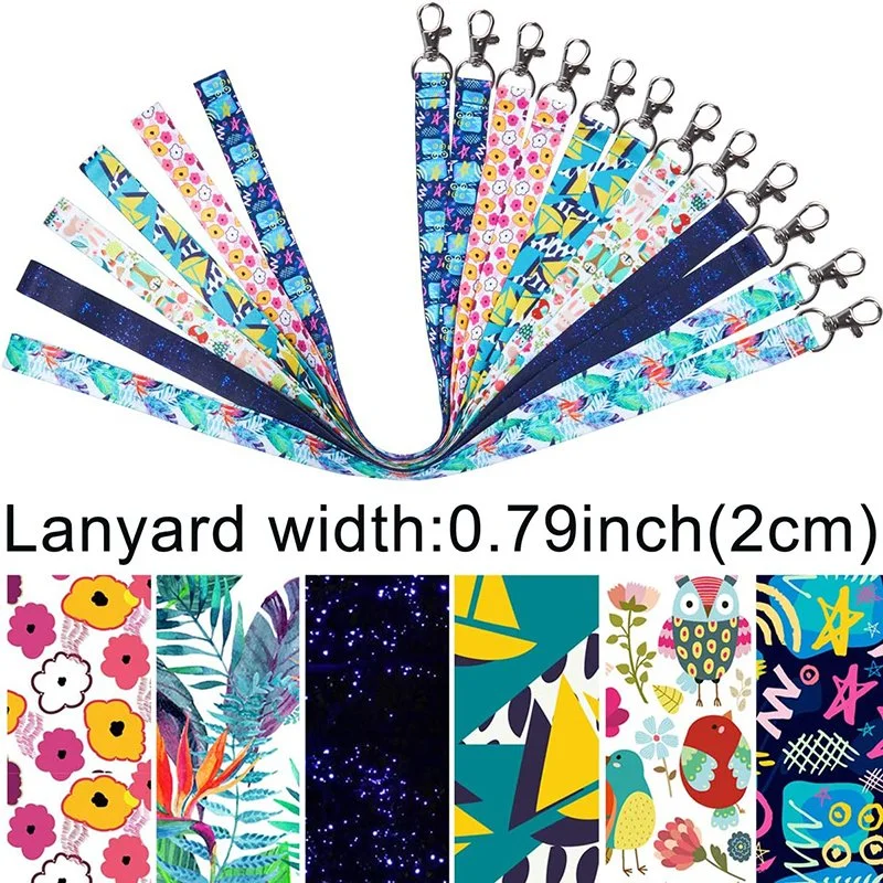 Promotion Neck Strap Keychain Heat Transfer Printed Double Metal Hook Lanyard Clips with ID Card Holder for Student