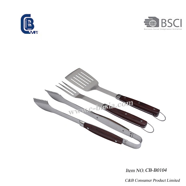 Conjunto de ferramentas de churrasco ao ar livre com pega de madeira, conjunto para grelhar, Churrasco, Grill Tools