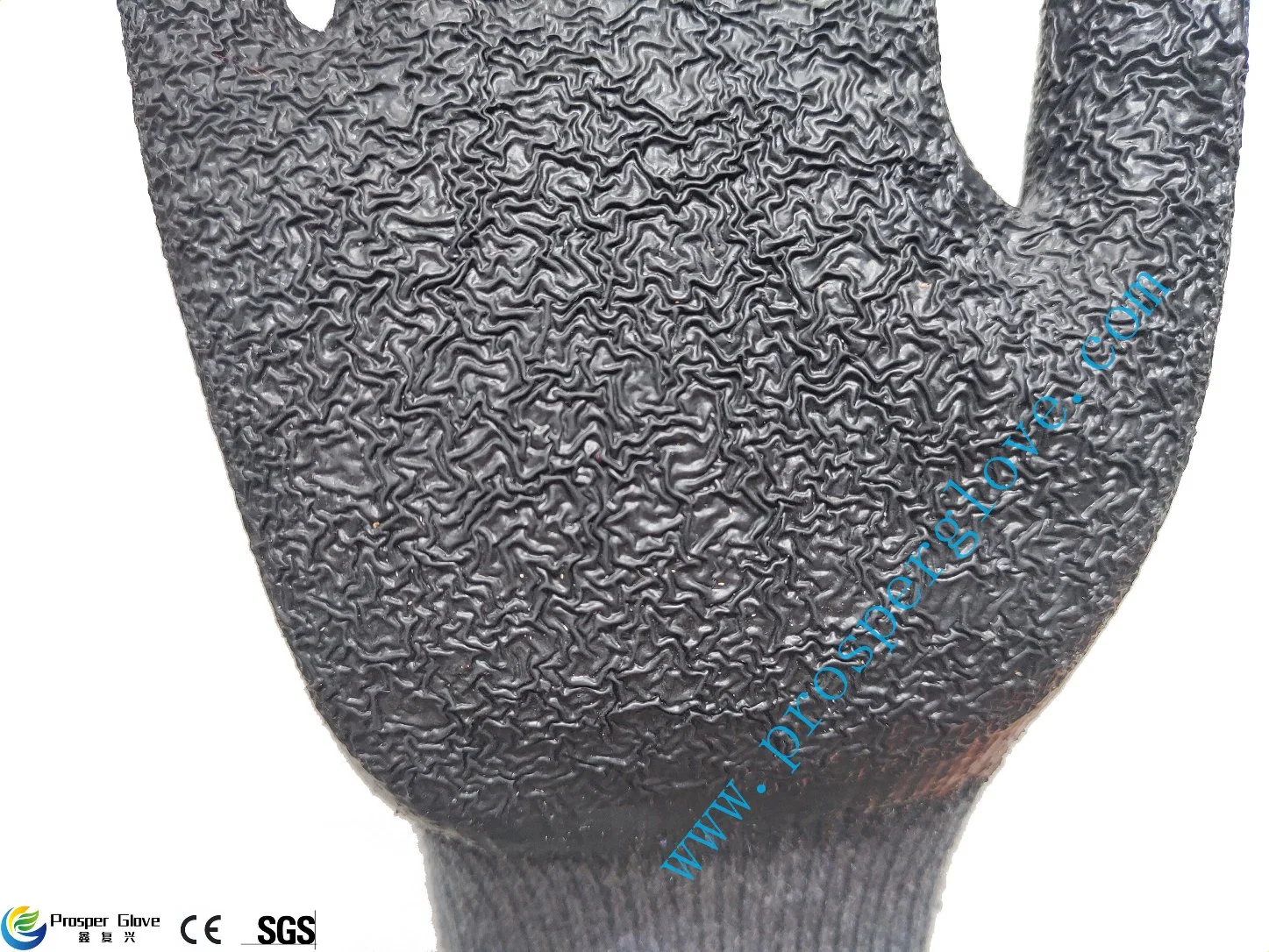 10 Gauge Grey Cotton with Black Latex Coated Crinkle Finished Safety Working Gloves