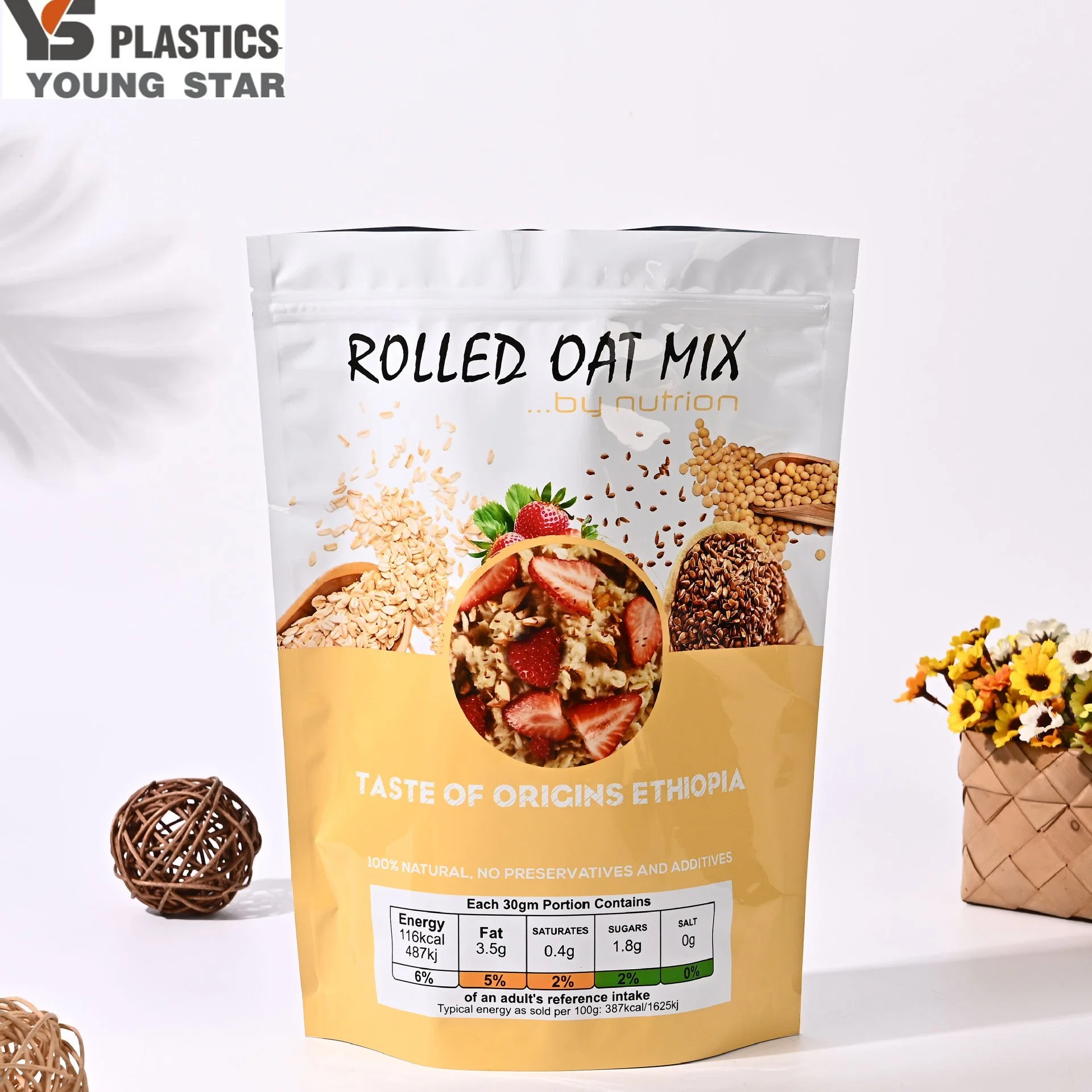 500PCS MOQ Inventory Colorful Window Stand up Rainbow Beauty Zipper Bag Snack Nuts Tea Coffee Pouch