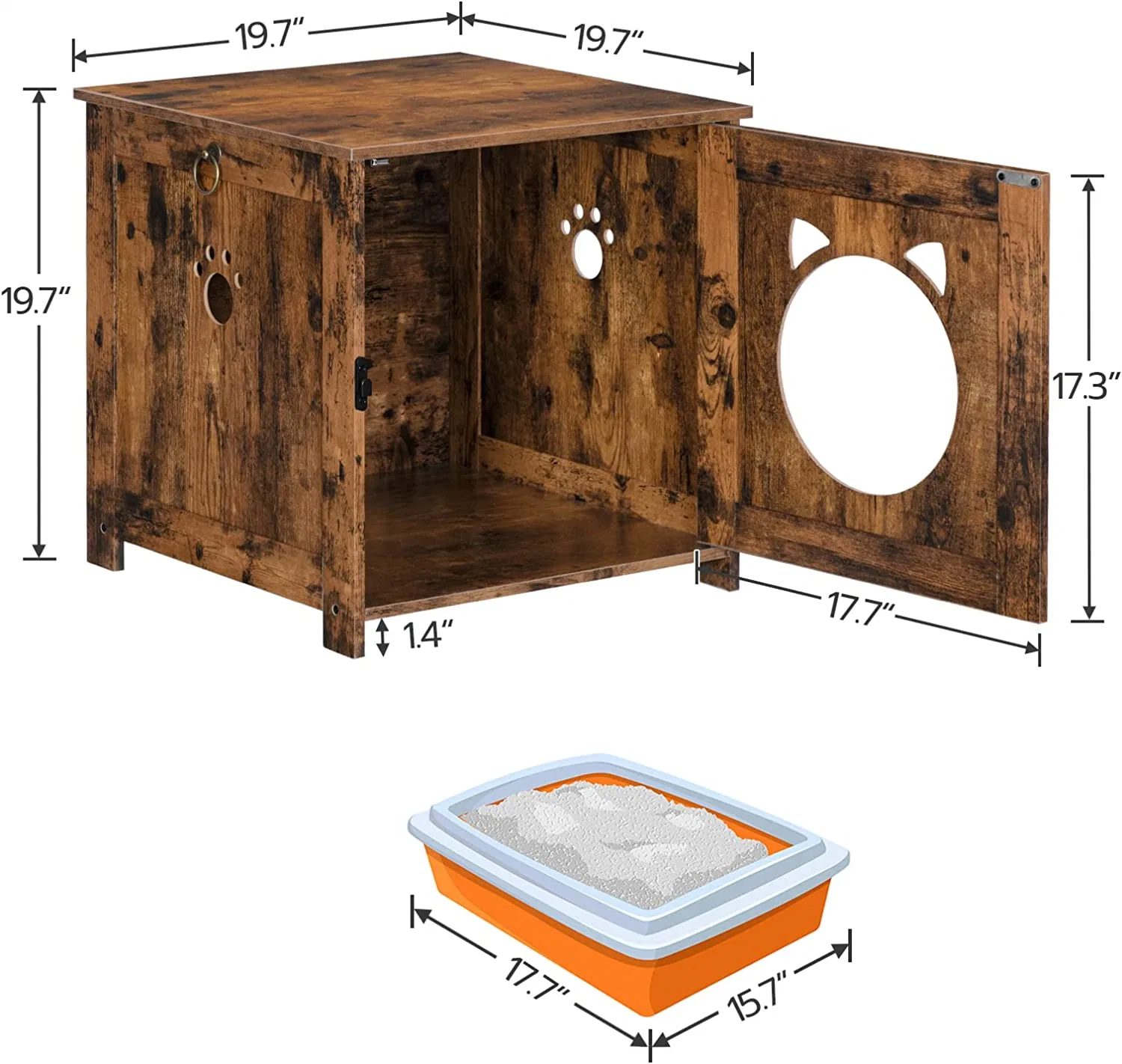 Cat Litter Box Furniture Hidden with Entrance