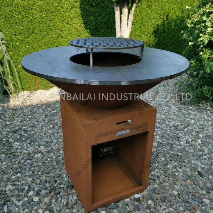 Outdoor Portable Corten Metal BBQ Fire Pit with Grill