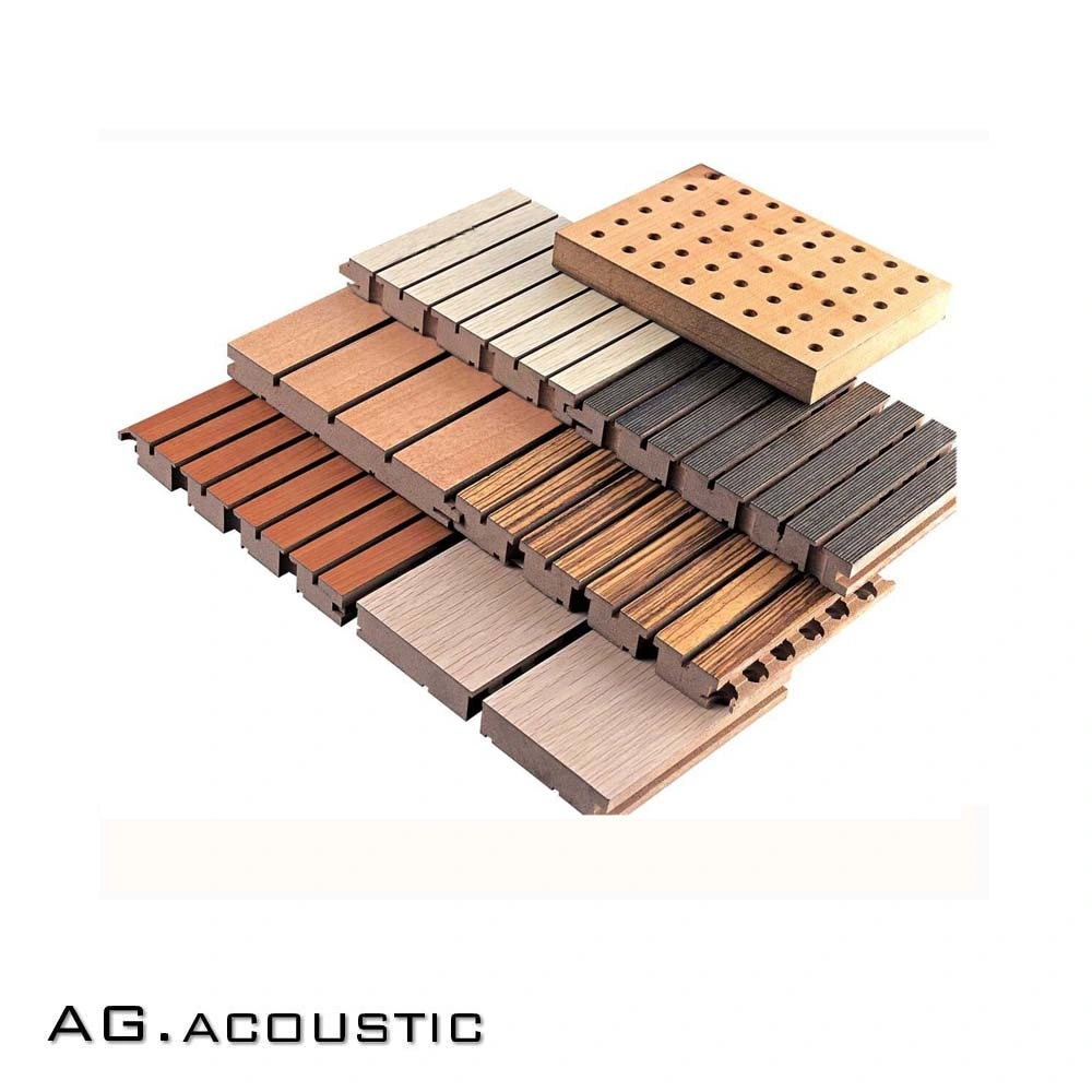 AG. Acoustic Red MDF Core Wood Timber Grooved Sound Absorption Wall Board