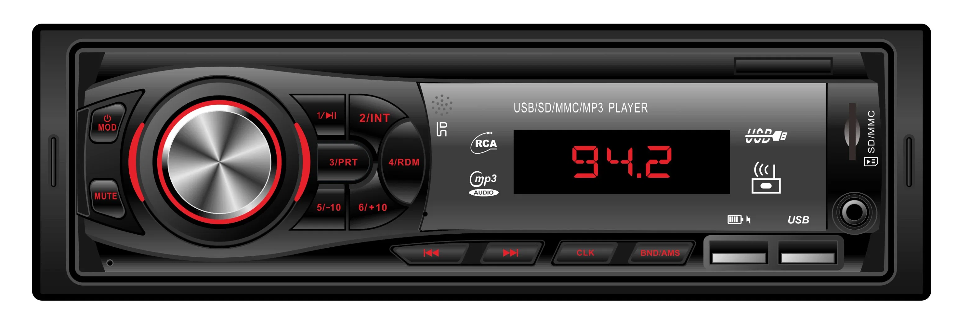 Única unidade da cabeça de automóveis DIN Multimedia player de áudio MP3