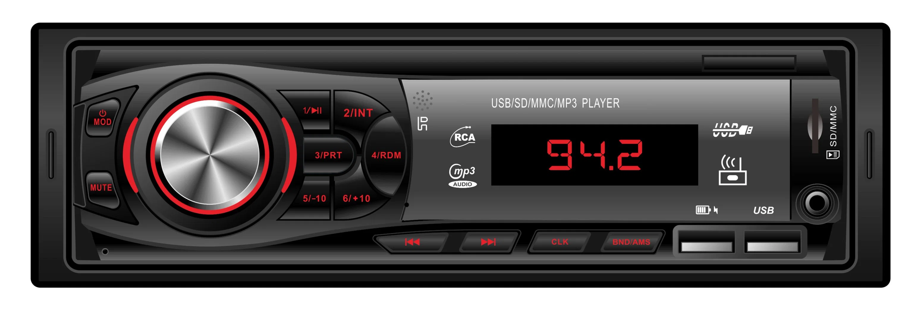 Coche de la unidad de cabeza de un solo DIN Multimedia reproductor de audio MP3.