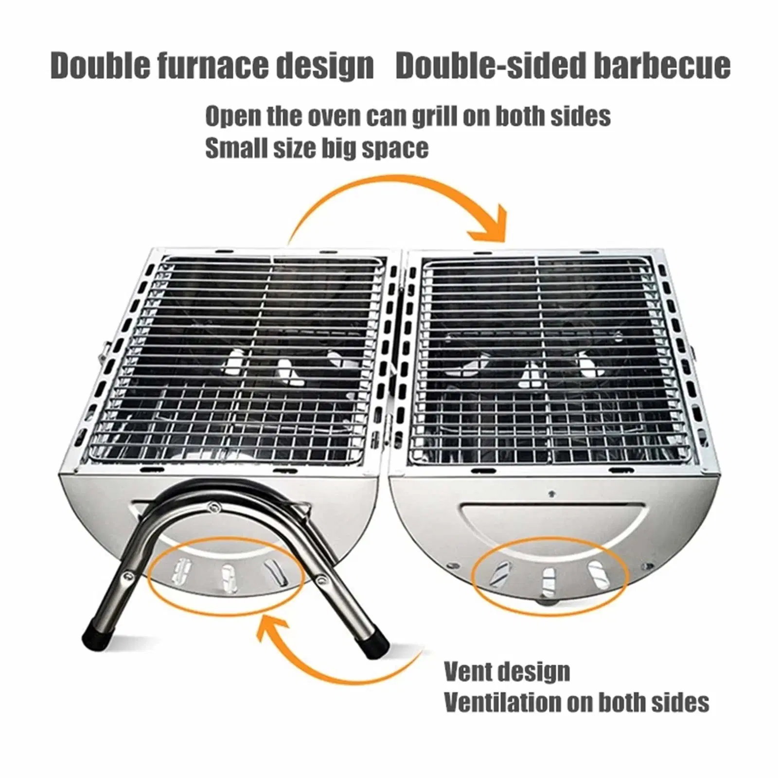 Splitter Edelstahl Tragbare Holzkohle BBQ Grill