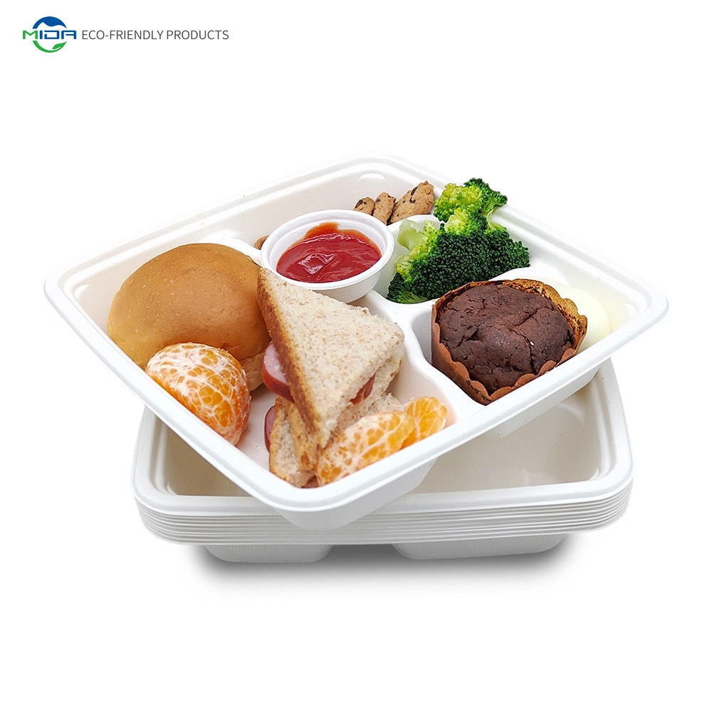 Disposable Food Lunch Tray Bamboo Plate Set Kids Lunch Box Wholesale Kitchenware Used Restaurant Plates Microwave Food Container Paper Plates Lunch Tray