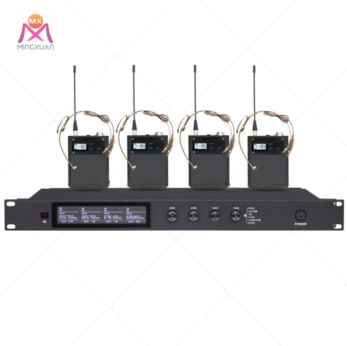 Dt3004bh UHF USB-Ladefunktion vier Kanäle schnurloses Headset Mikrofon-Unterricht Konferenz