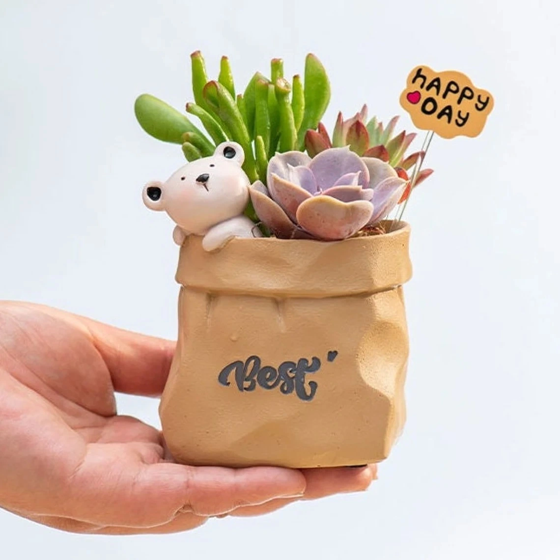 Cute Animal Paper Bag Succulent Flower Pot Succulent Planter Desktop Planter Office Desk Decor