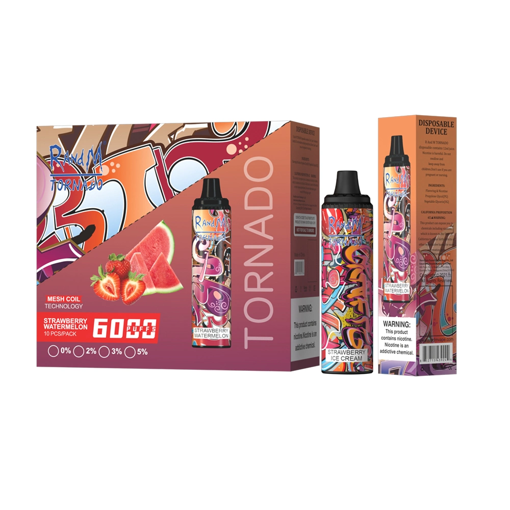 100% оригинальные Randm Tornado 6000 Airflow Control 6000 puffs