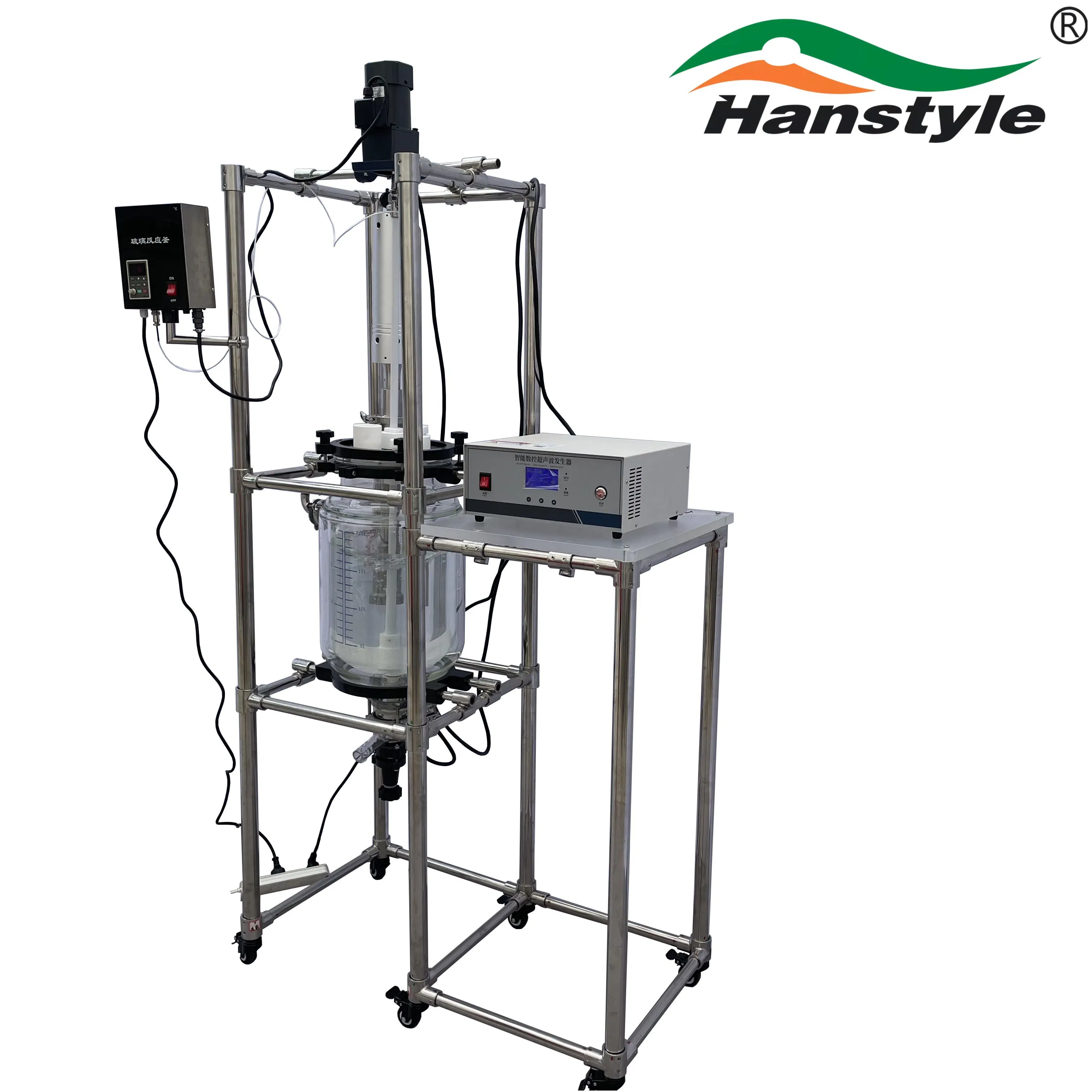 Depósito de Reactor de vidrio de alta calidad de la frecuencia de 20 kHz ultrasonido homogeneizador ultrasónico el equipo de emulsificación de agua y aceite