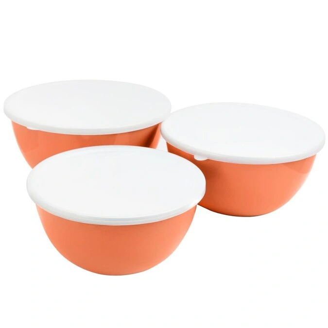 Factory Wholesale/Supplier Enamel Mixing Bowls with Plastic Lids 20cm Enamel Bowls