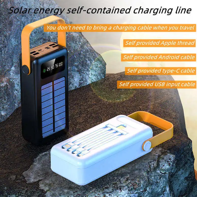 Li-Polymer Battery Travel Powerbank Rechargeable Solar 40000 Detachable One Drag Four Lines for Smart Phone