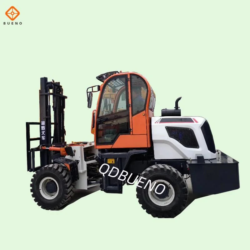 Bueno Multifunction Diesel off Road Forklift Truck Machines All Rough Terrain Forklift China EPA Industrial Transmission Four Wheel Diesel Mini Forklift