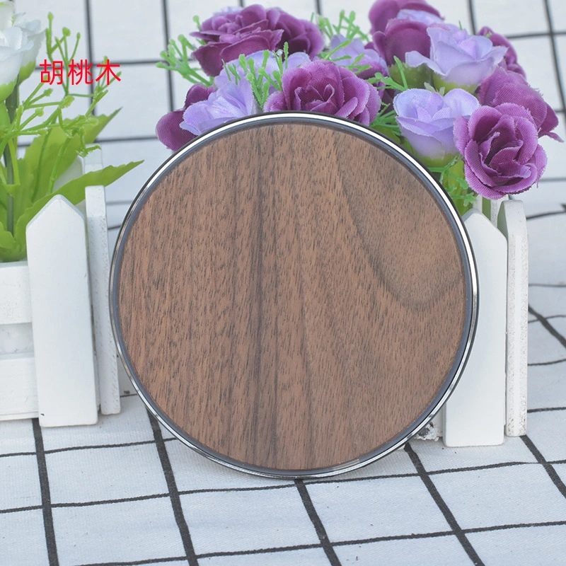 15W Metal Base with Wooden Wireless Charger Aluminum Alloy Solid Wood Wireless Charger Bamboo Wood Creative Mobile Phone Fast Charger