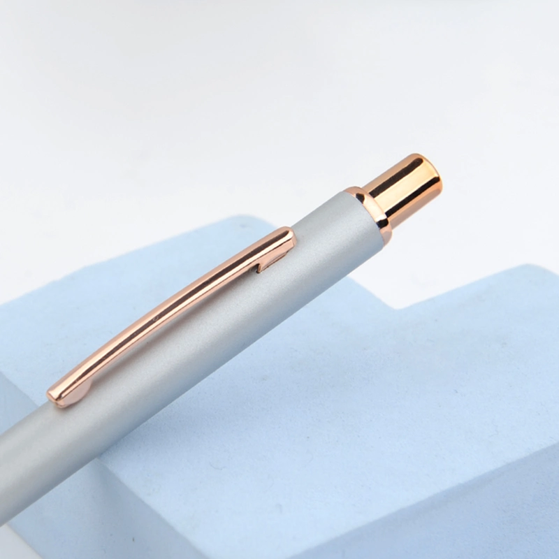 OEM Office Supplier Custom Promotional Rose Gold Slim Metal Pen