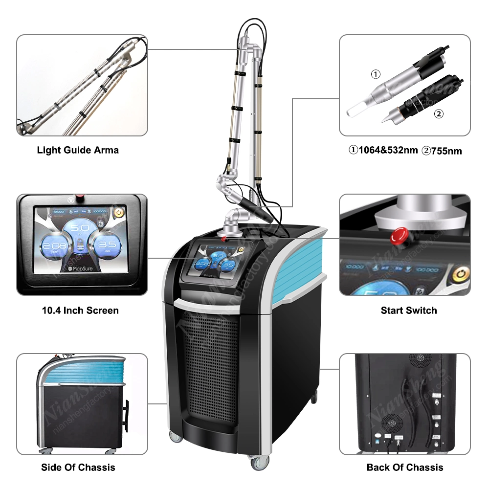 Picosecond Q Switched Carbon Peeling Tattoo ND YAG Laser Removal 1064nm 532nm Picolaser Picosureing Treatment Medical CE Laser