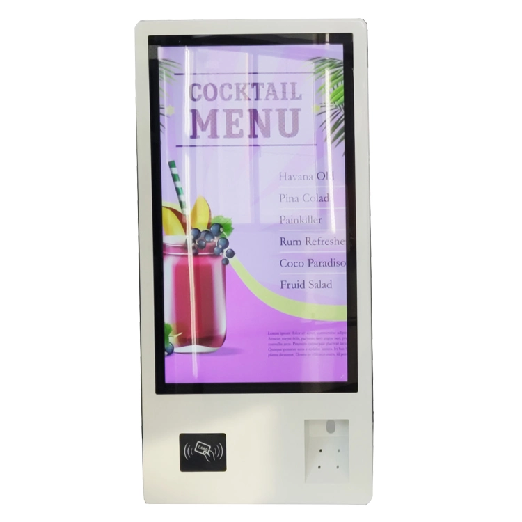 Wall Mounted 32 Inch Cashless Online Self Ordering Automated Kiosk Android Interactive Touch Screen Checkout Kiosk Fast Food Order Kiosk