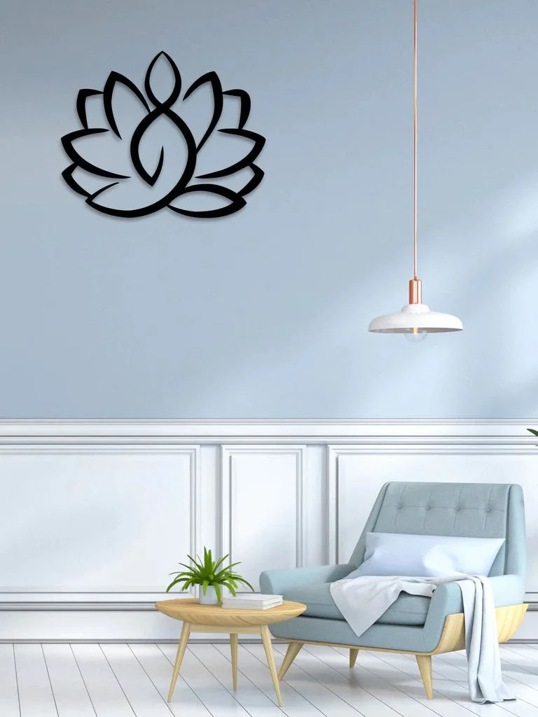 Yoga Pose and Lotus Metal Wall Art Decoration, Handing Wall Decoration Home Decoration