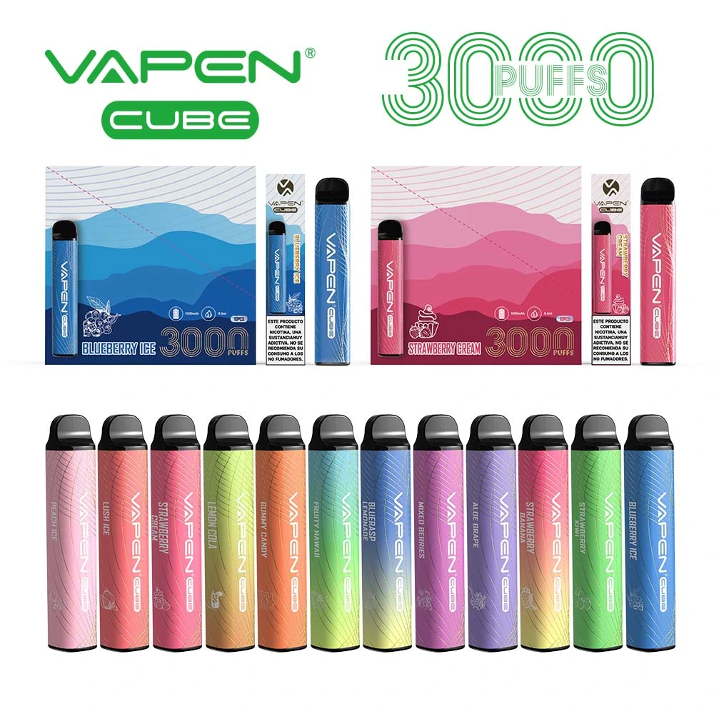 VAPE al por mayor Pen Vapen Cube Factory 0% 2% 5% E Cigarros 1000 mAh 3000 Puff Plus Vapores desechables