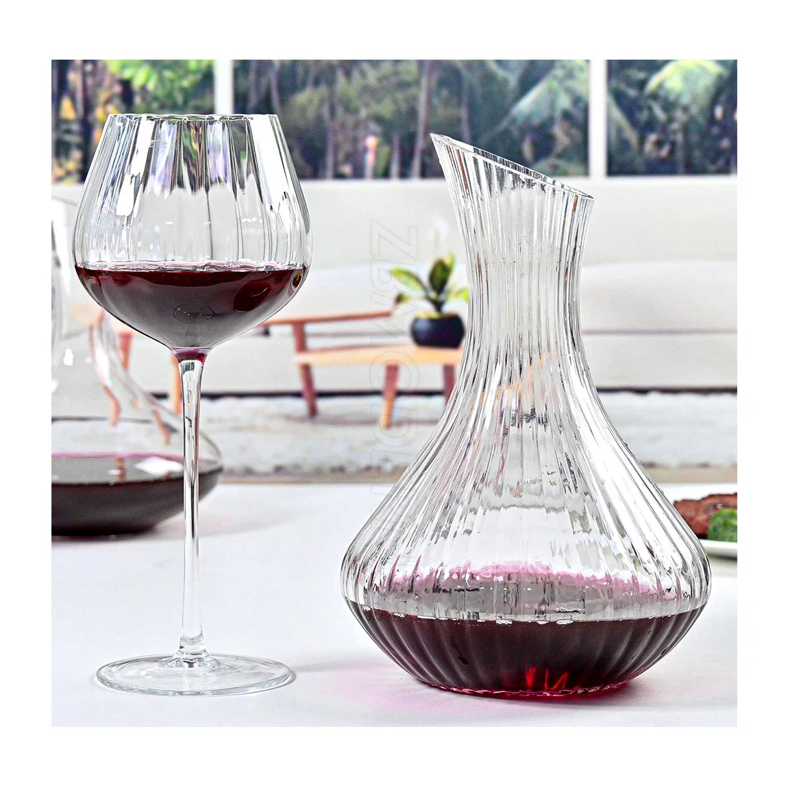 Haut de page Vendeur 1400ml unique de gros cristal clair carafe en verre de vin