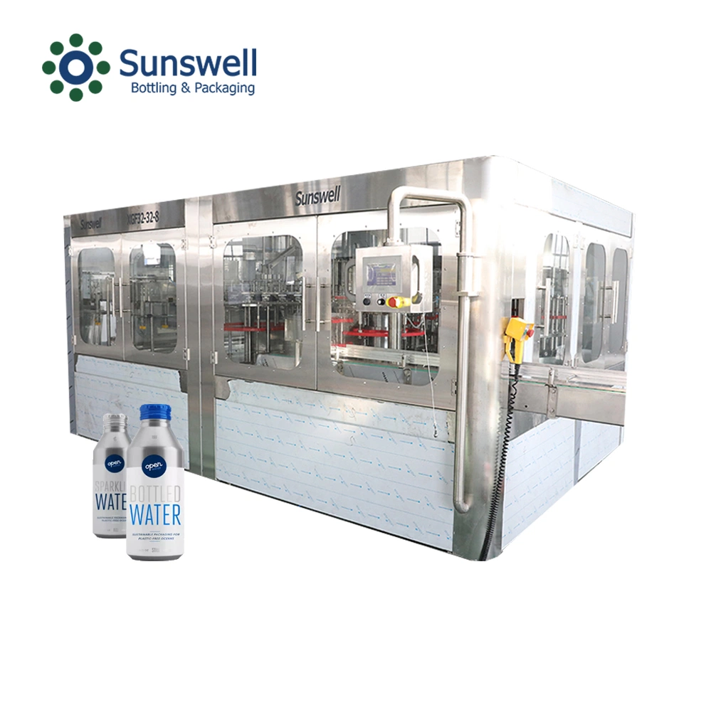 Presión negativa automática agua mineral de Sunswell bebida botella de aluminio agua Máquina de llenado