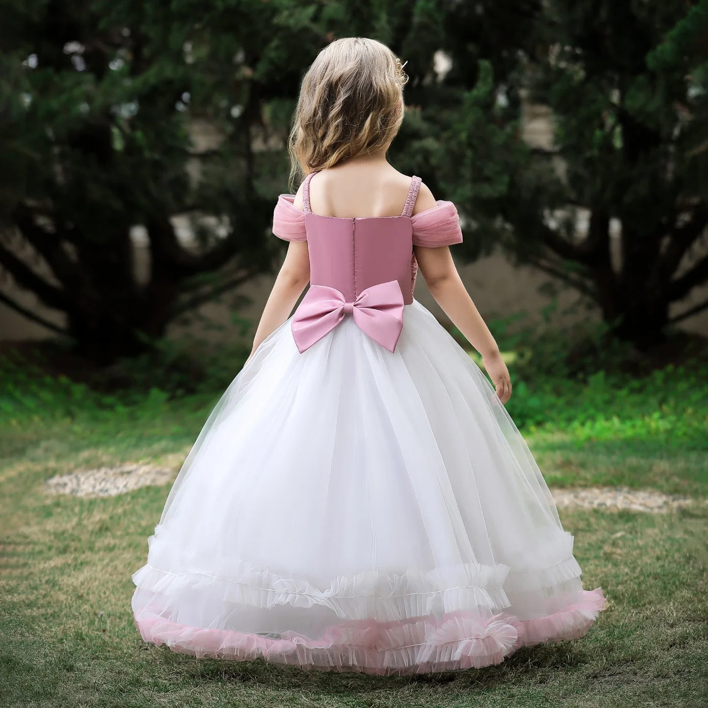 Children Apparel Baby Wear Girls Party Garment Wedding Dress Ball Gown Princess Frock Sweet Long Dress Sleeveless