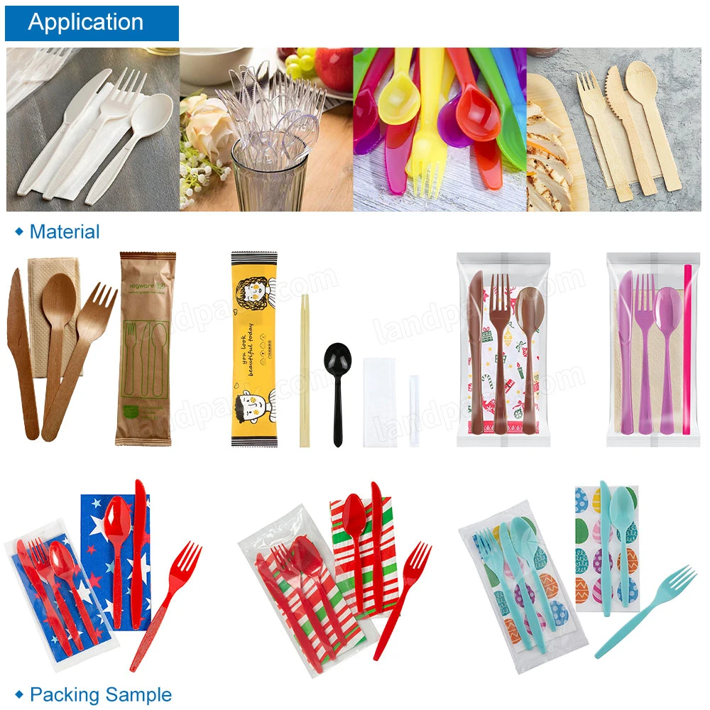 Landpack Lp-600X Disposable Plastic Cutlery Hotel Restaurant Full Set Disposable Chopsticks Spoon Napkin Toothpick Packing Machine