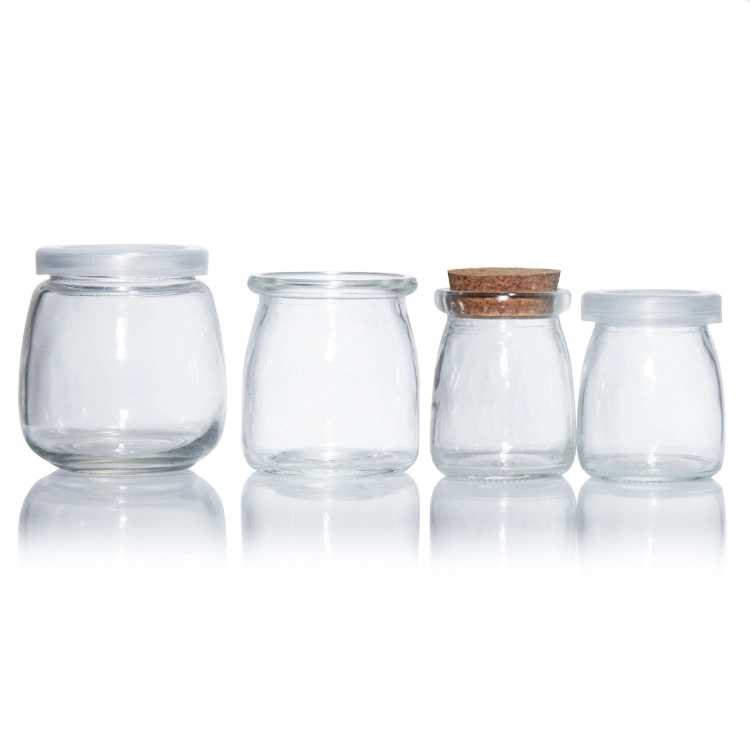 Food Grade 100ml 200ml 300ml Fresh Milk Bottle Glass Pudding Jar with Metal Lid