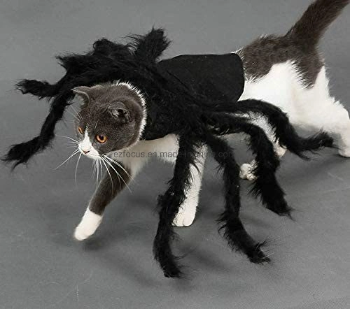 Halloween Spider Costume Pets Simulation Plush Spider Clothe with Adjustable Neck Paste Buckle for Dog Cats Pet Wbb12413