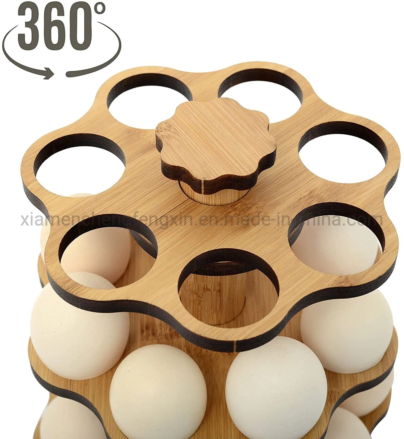 الولايات المتحدة. c. Unic Fresh Egg Holder Stontop - خشبي الخيزران البيض الرف تخزين لمنظم البيض الدجاج أو الموزع، 24 بيضة - البيض سهلة الحمل