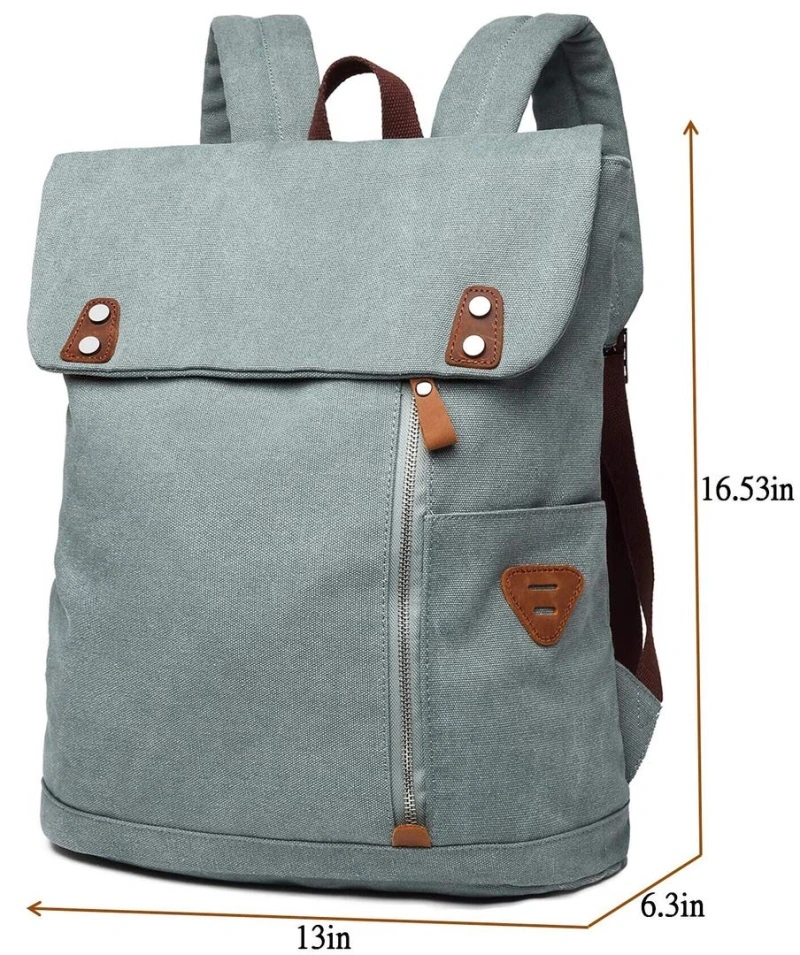 Große Urban Vintage Gewachste Leinwand Rucksack College Schule Reise Laptop Rucksack mit seitlichen Flaschentaschen