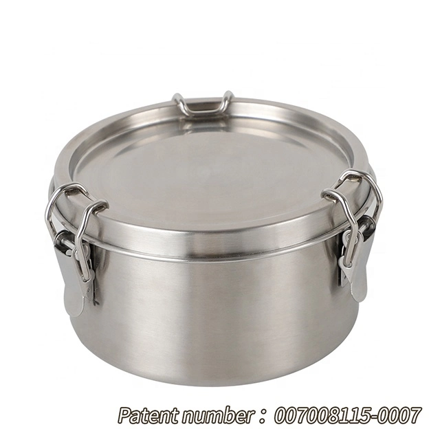 Eco-Friendly Dishwasher Food Container Safe BPA Free Tiffin Bento Box Round Lock Clips Stainless Steel Leakproof Lunch Box