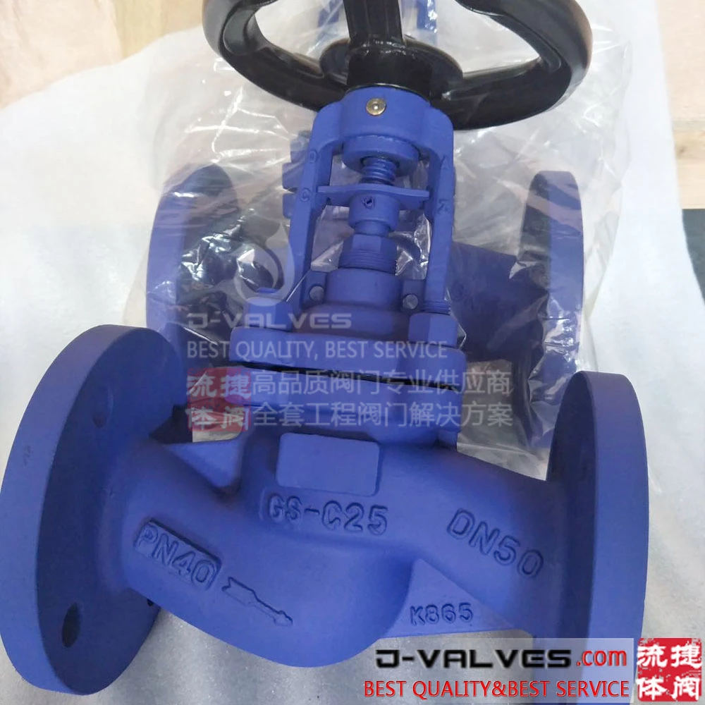 DIN Standard DN50 Hand Wheel Flange Bellow Globe Valve