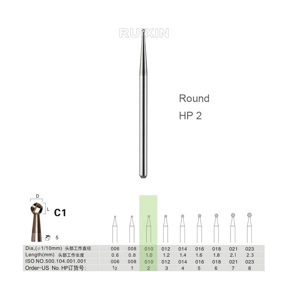 Dental Lab Instruments Low Speed Straight Handpiece Carbide Bur HP-2 ISO 001/010