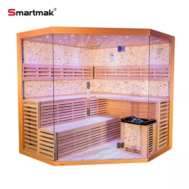 New Design Dry Steam Sauna Room Indoor Wood Sauna with Glass Door for Sale