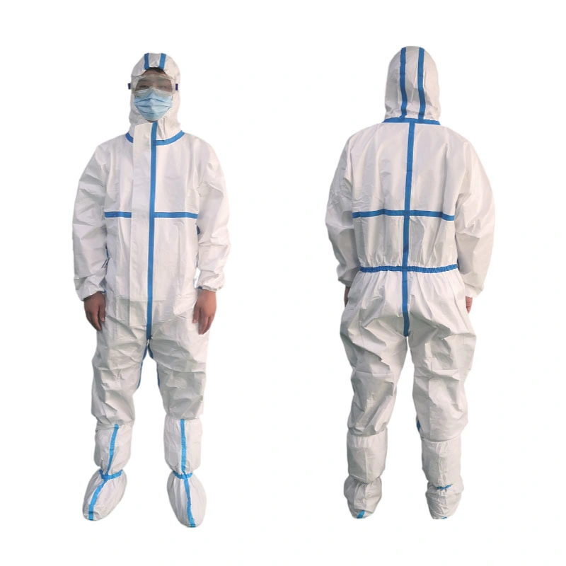 Guardwear OEM Waterproof Disposable Impervious Coverall Non Woven Workwear Overol PPE Set Suit with Taped Seam