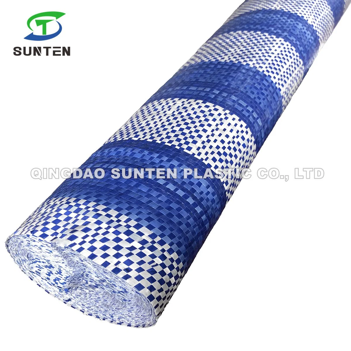 Blue White Stripe Waterproof/UV Resistant Plastic/PP/PE/Polypropylene/Poly Canvas Sheet for Thailand, Myanmar, Taiwan, Hongkong