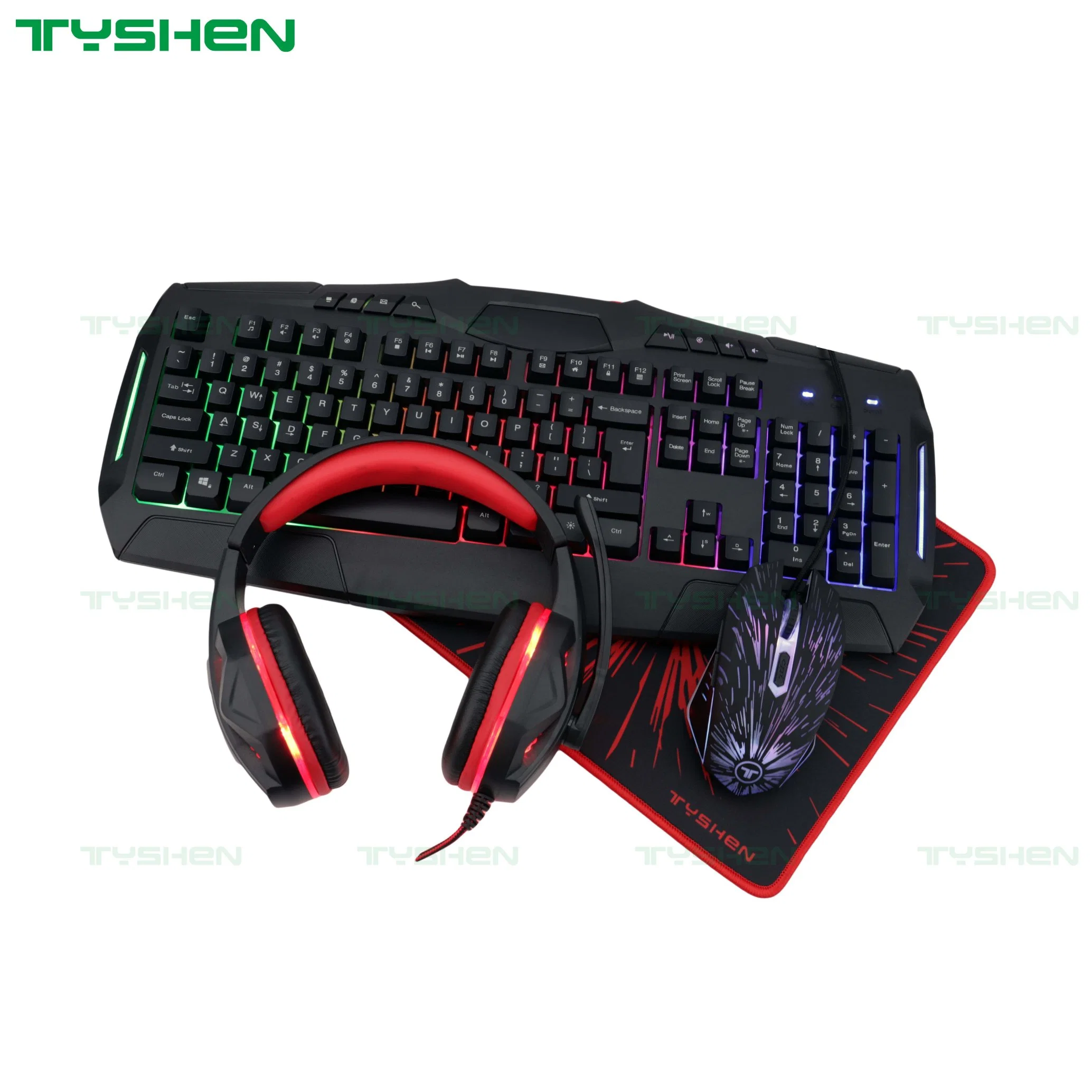 Gaming Combo Kit 4 in 1 for PC Keyboard Mouse Mouse Pad Headphone