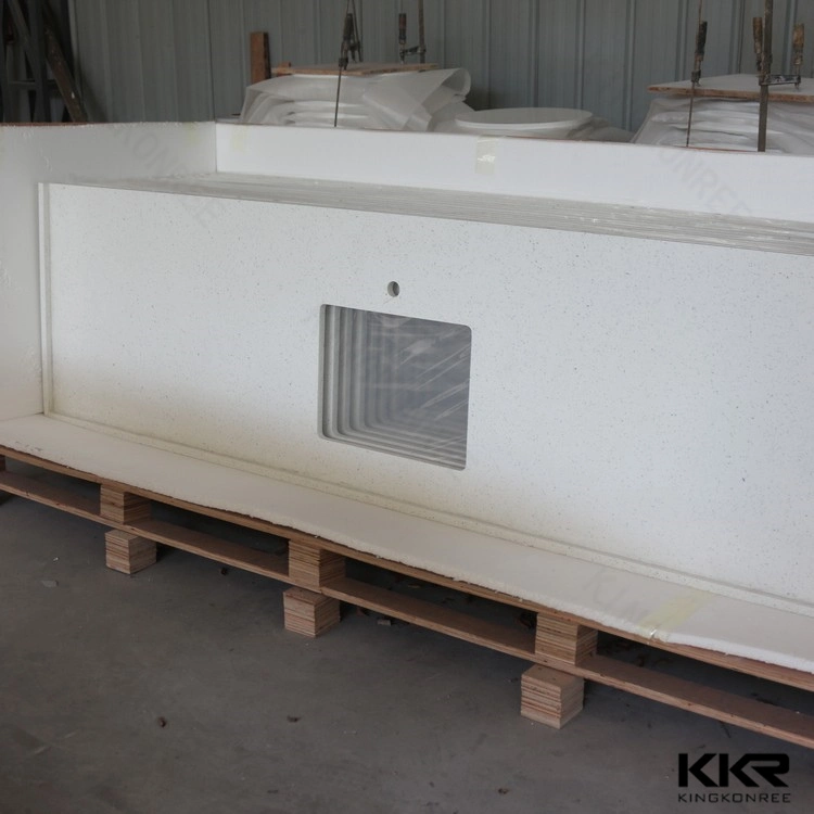 Kkr Customized Pure White Quartz Stone Kitchen Countertop for Project