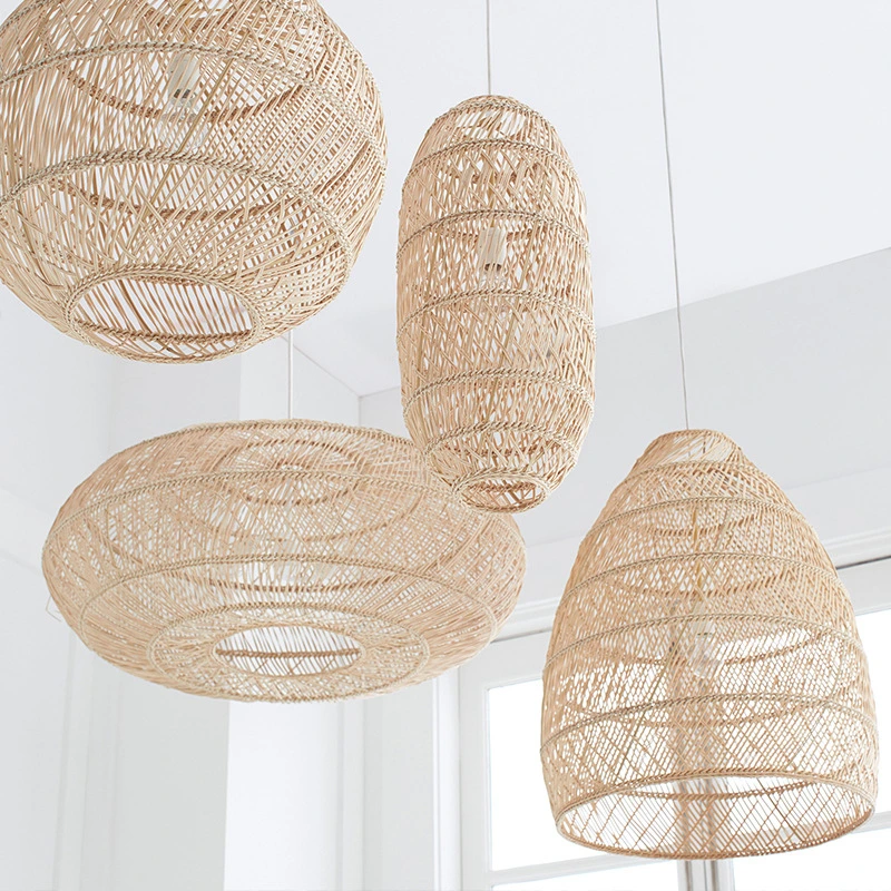 Retro Rattan Art Floor Lamp Modern Lighting Chandelier for Living Room